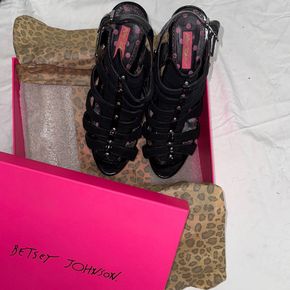 Betsey Johnson Black Strappy Heels